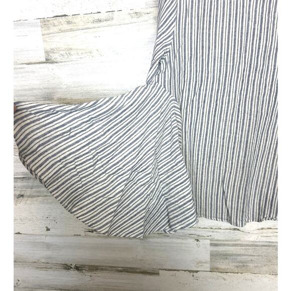 POL Women’s S Oversized Blue White Striped Long Bell Sleeve Blouse Top NEW - Picture 5 of 5